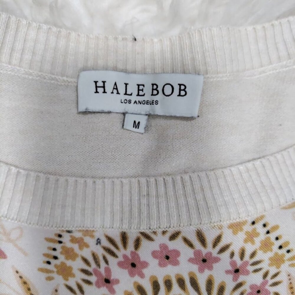 Hale Bob Womens Medium Paisley Floral Boho Dolman Sleeve Sweater Beige/Burgundy - Picture 5 of 10
